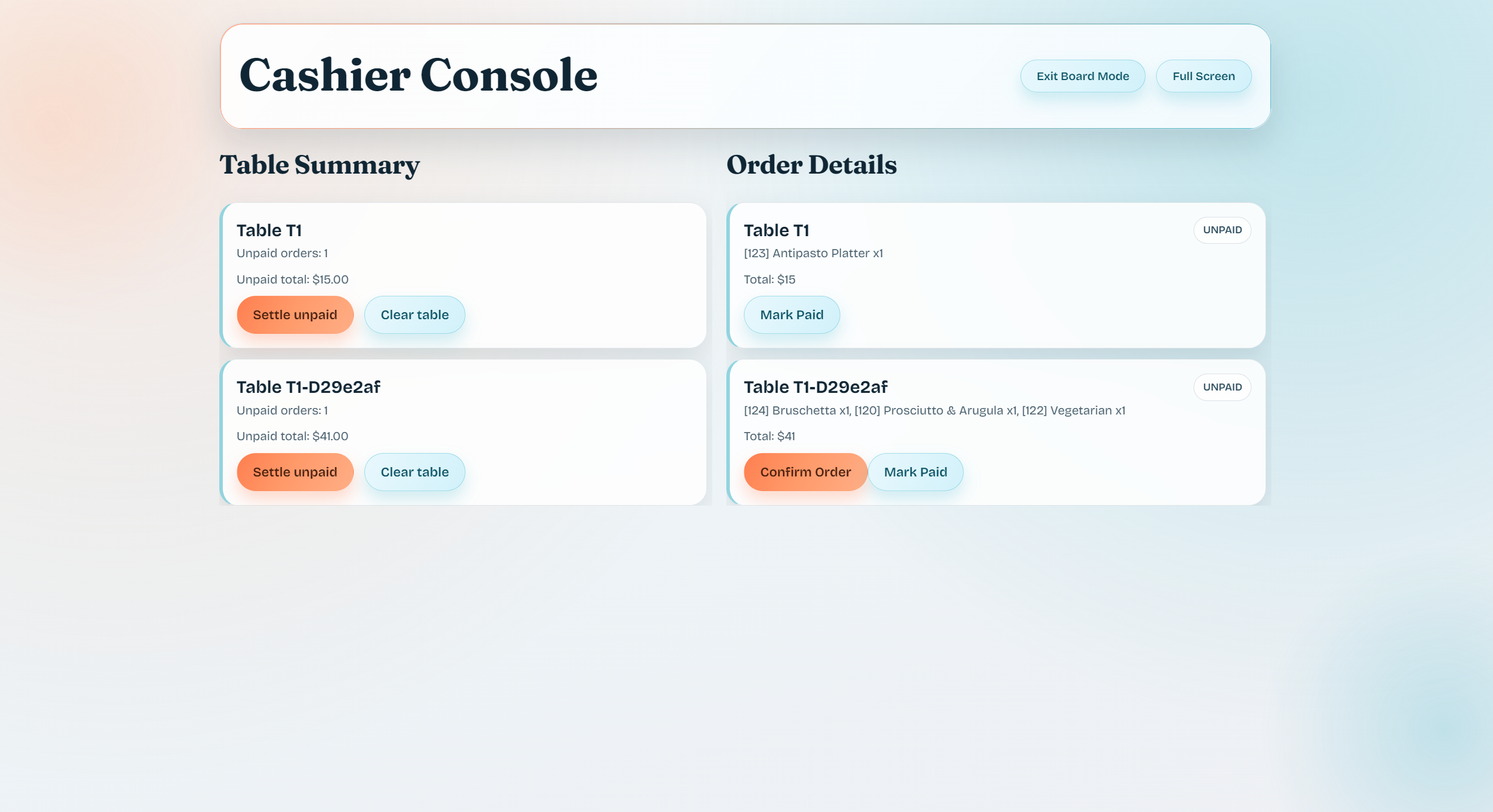 Cashier Console